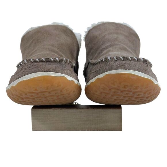 L.L. Bean Suede Leather Sherpa Lined Mountain Slipper Moccasin Ankle Boots Women - Picture 4 of 9